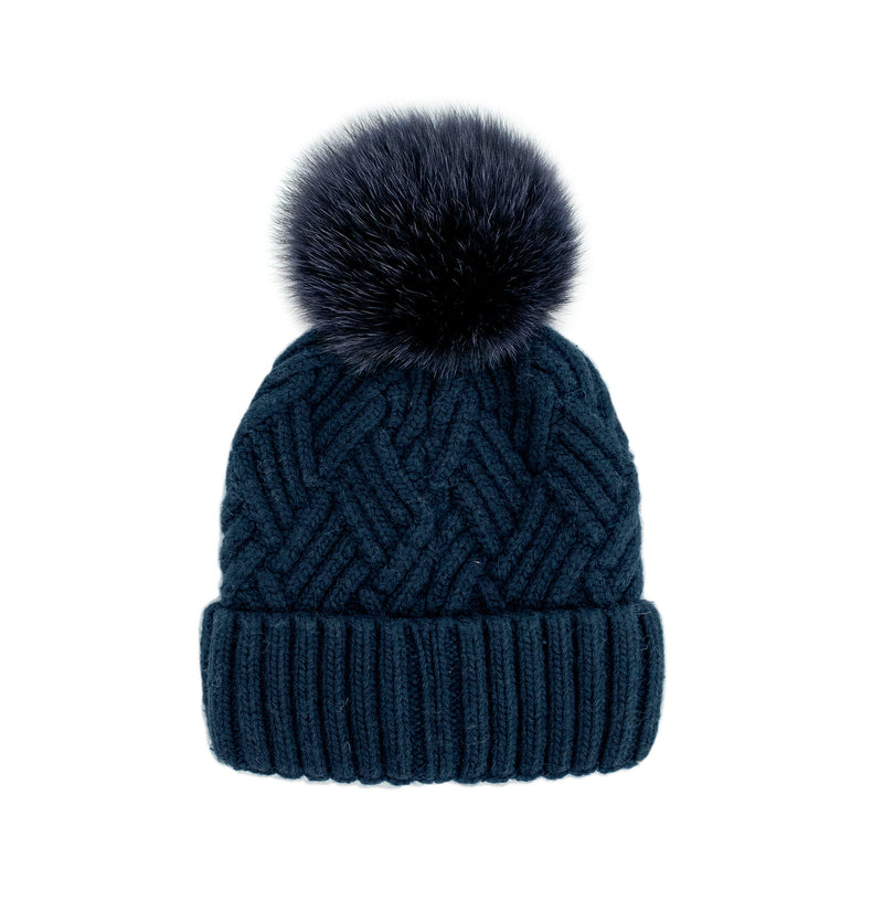 Mitchie's Navy Knit Pom Hat