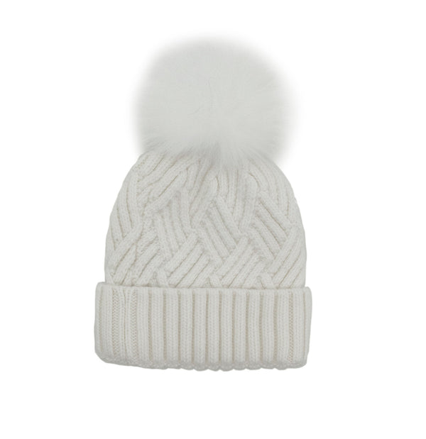 Mitchie's White Knit Pom Hat