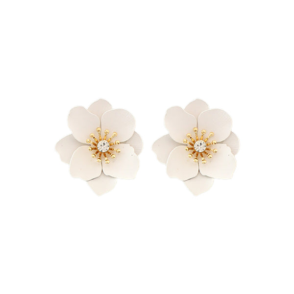 Layer Flower Earring White