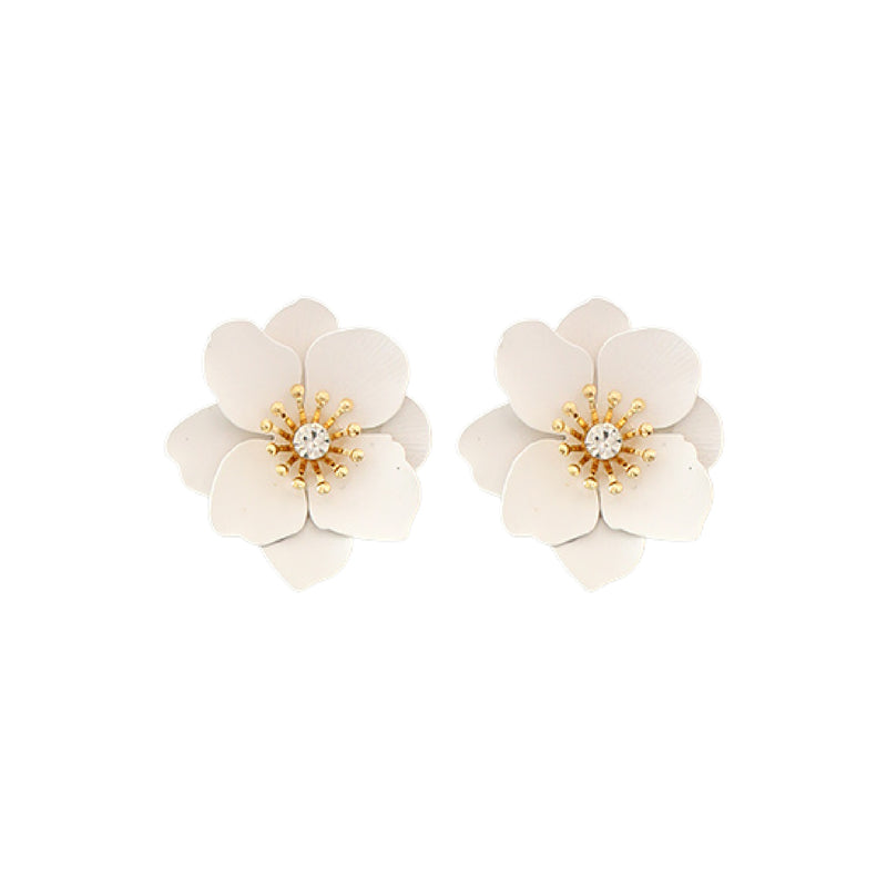Layer Flower Earring White
